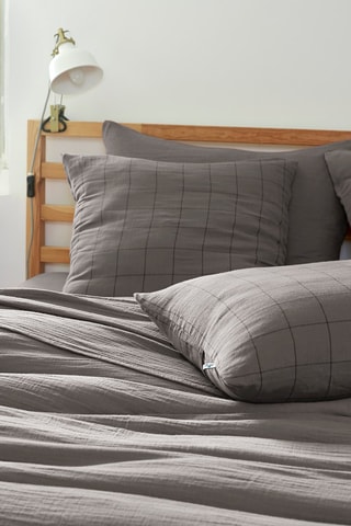 Taie d'oreiller Gaïa Match - Granit