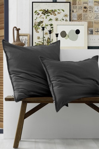 Taie d'oreiller en flanelle de coton 170 g/m² Candice - Anthracite