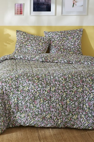 Ensemble couvre-lit Myosotis - Vert et rose