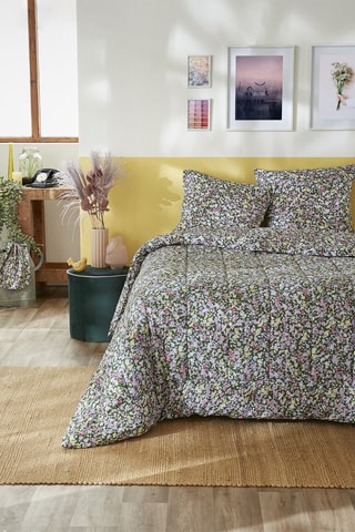 Ensemble couvre-lit Myosotis - Vert et rose