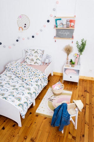 Parure de couette en coton 57 fils/cm² Arcoeur - Blanc et bleu