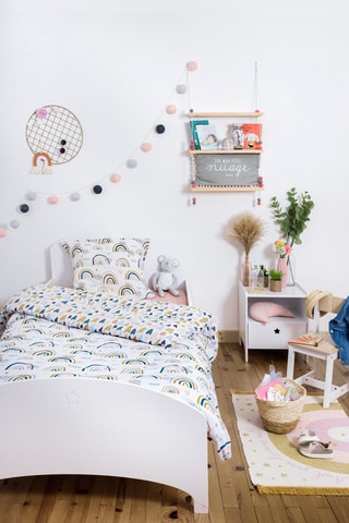 Parure de couette en coton 57 fils/cm² Arcoeur - Blanc et bleu