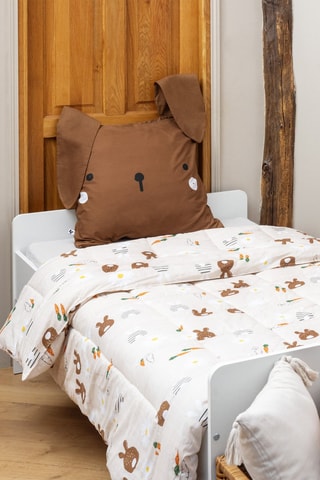 Ensemble couvre-lit Pompon - Rose pâle et marron