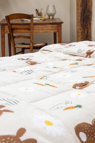 Ensemble couvre-lit Pompon - Rose pâle et marron