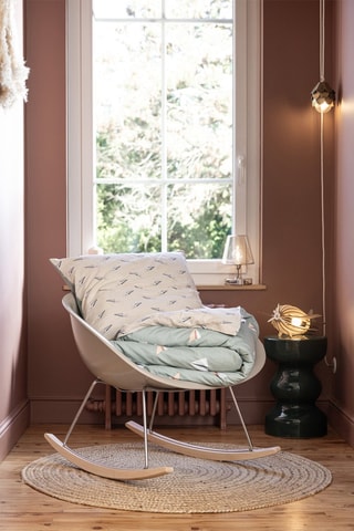 Parure de couette en coton Petits papiers - Vert et écru