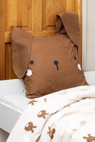 Parure de couette en coton 57 fils/cm² Pompon - Rose pâle et marron