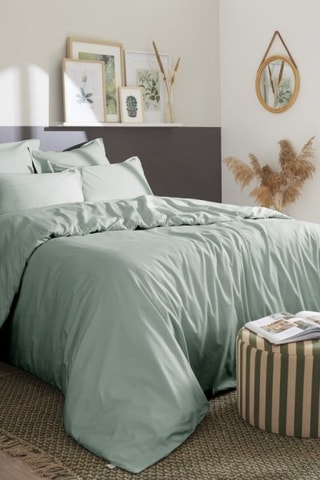 Housse de couette en percale de coton 80 fils/cm² Bally  - Céladon
