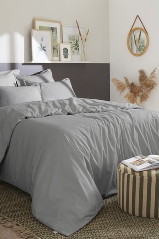 Housse de couette en percale de coton 80 fils/cm² Bally  - Gris