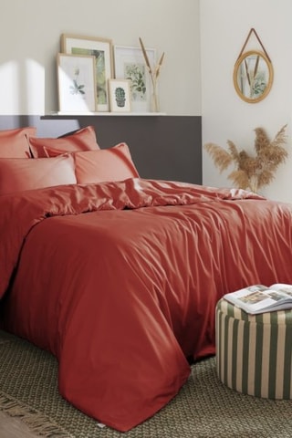 Housse de couette en percale de coton 80 fils/cm² Bally  - Terracotta