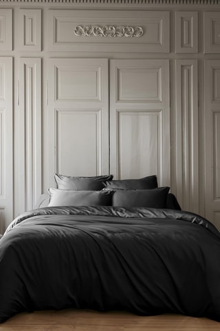 Housse de couette en viscose de bambou 120 fils/cm² Salomé - Noir