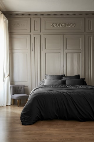 Housse de couette en viscose de bambou 120 fils/cm² Salomé - Noir