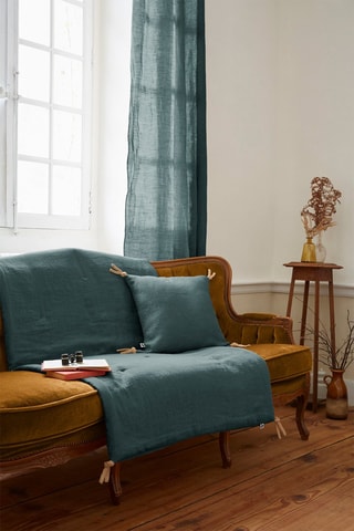 Bout de lit en lin Soline - Ardoise