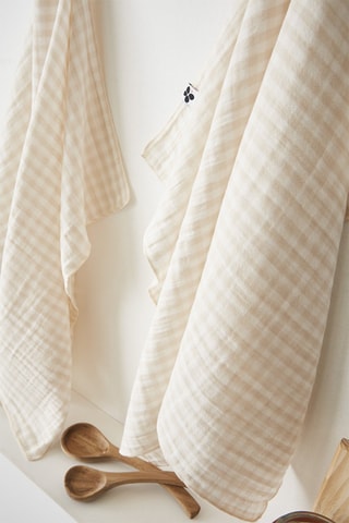2 torchons Vickie - Beige et blanc