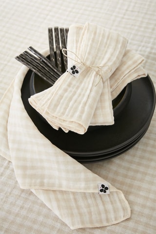3 serviettes de table Vickie - Beige et blanc