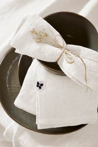 3 serviettes en lin lavé Soline  Blanc - 40 x 40 cm