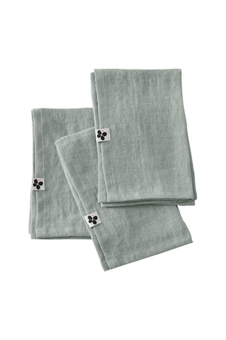 3 serviettes en lin lavé Soline  Eucalyptus - 40 x 40 cm