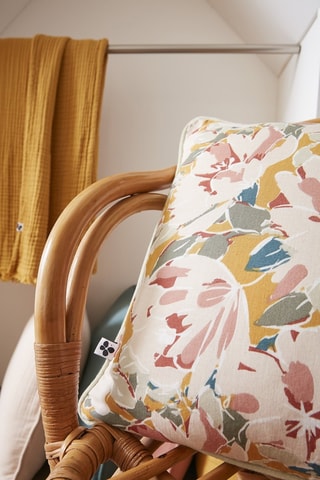 Coussin en gaze de coton Clarence - Moutarde et rose - 40 x 60 cm