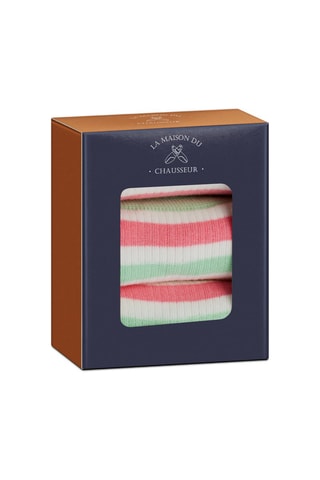 3 pares de calcetines Coffret La sportive chic - Blanco y rosa - Blanco, rosa y verde