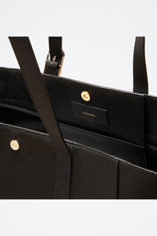 Bolso shopper de piel Magda - Negro