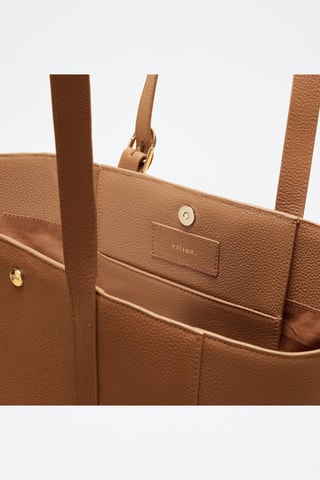 Bolso shopper de piel Magda - Marrón