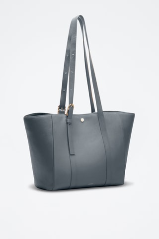 Bolso shopper de piel Magda - Azul grisáceo