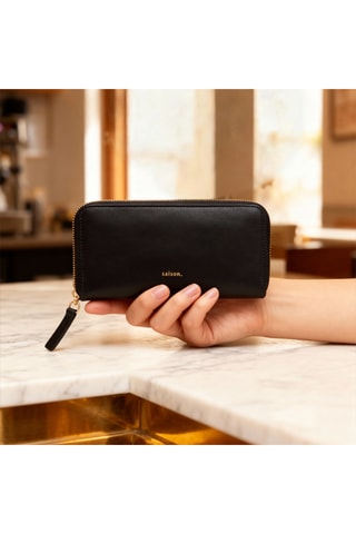 Cartera de piel Maya - Negro