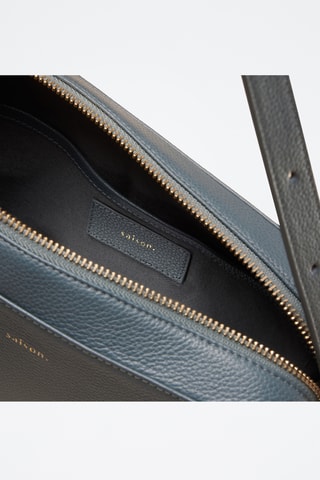 Bandolera de piel Agathe - Azul grisáceo