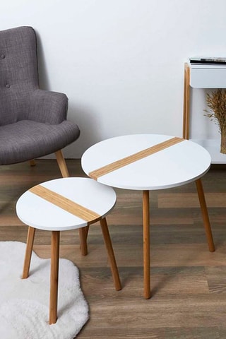 2 Bijzettafels Wit en Naturel