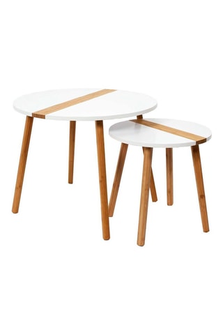 2 Bijzettafels Wit en Naturel