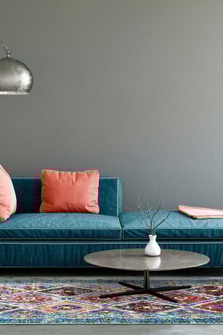 Vloerkleed Agra Blauw en Bordeauxrood 120 x 170 cm