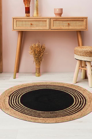 Rond Vloerkleed Mirage Beige en Zwart - 90 cm