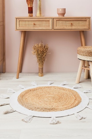 Rond Vloerkleed Nude Palette Beige en Wit 80 cm