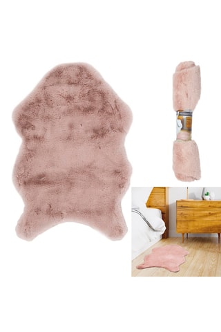 Vloerkleed van Imitatiebont Roze - 60 x 90 cm