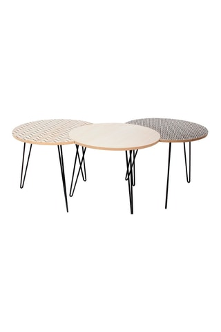 3 Bijzettafels Beige en Zwart