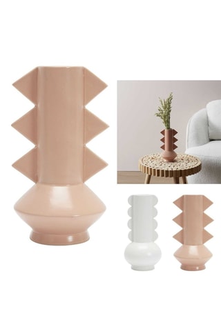 Porseleinen Vaas Lola - 8 x 15 x 8 cm - Beige en Wit