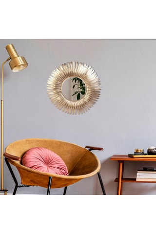 Miroir plumes - 53,5 cm - Doré