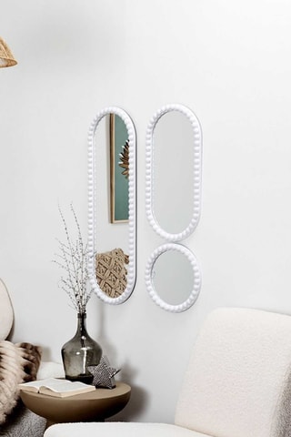 3 miroirs Corfu - 75 x 1,6 x 24,8 cm - Blanc