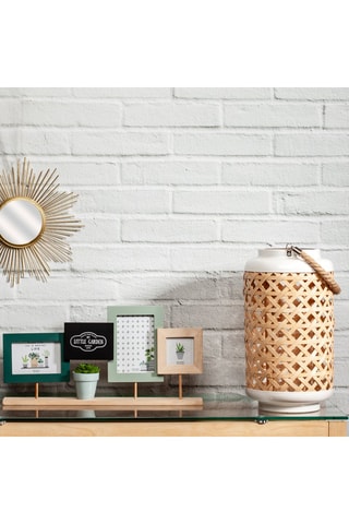 Houten Lantaarn Naturel en Wit - 38,5