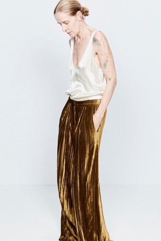 Pantalón wide leg de pana - Dorado - Raey