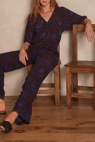 Pantalon Leana - Bordeaux et bleu - Maison 123