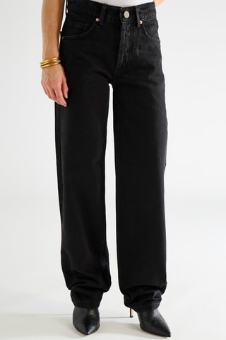 Jean en coton biologique taille haute - Noir - Raey