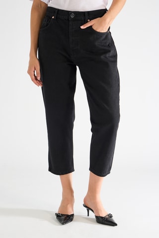 Jean carotte 7/8 en coton biologique taille haute - Noir - Raey