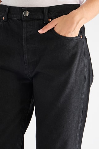 Jean carotte 7/8 en coton biologique taille haute - Noir - Raey
