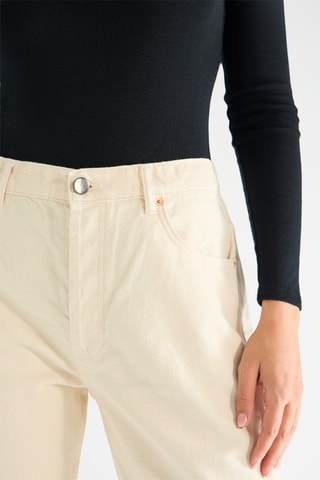 Jean en coton biologique taille haute - Beige - Raey