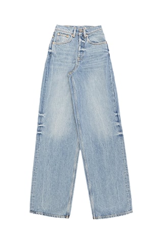 Jean wide legs en coton biologique taille haute - Bleu - Raey