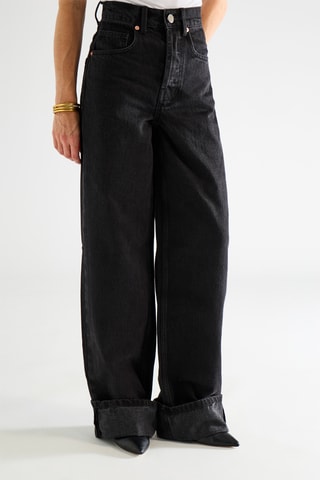 Jean wide legs en coton biologique taille haute - Noir - Raey