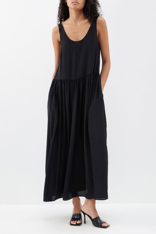 Vestido oversize de seda orgánica - Negro - Raey