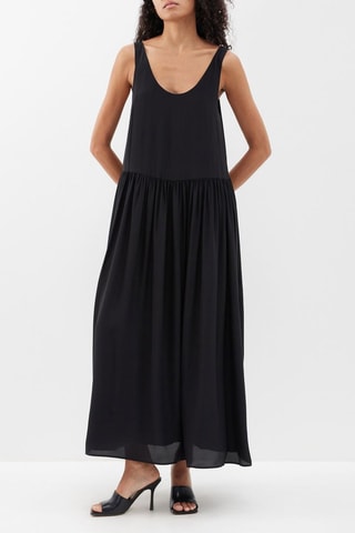 Vestido oversize de seda orgánica - Negro - Raey