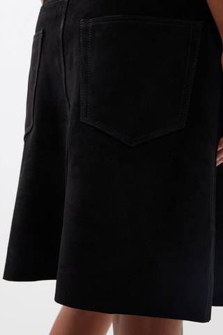 Jupe en cuir de chèvre nubuck - Noir - Raey