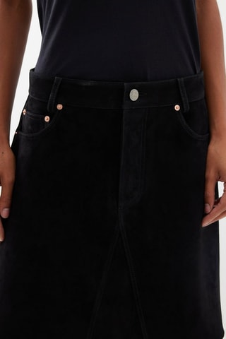 Jupe en cuir de chèvre nubuck - Noir - Raey